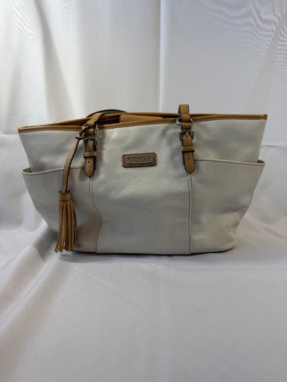 Tignanello Genuine Leather French Shopper Tote W/ Tassle, Colorblock, Like New! - Picture 13 of 16